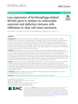 Low Expression of Ferritinophagy-Related NCOA4 Gene