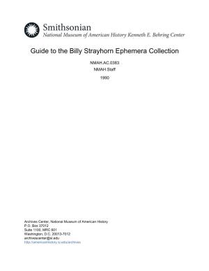 Guide to the Billy Strayhorn Ephemera Collection