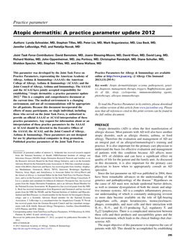 Atopic Dermatitis: a Practice Parameter Update 2012