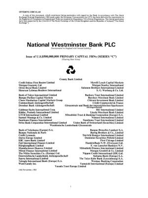 National Westminster Bank PLC (Incorporated in England with Limited Liability)