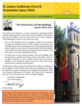 St. James Lutheran Church Newsletter June 2020 S