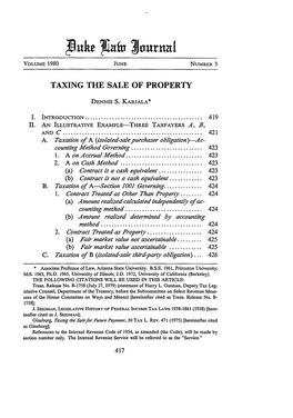 Taxing the Sale of Property
