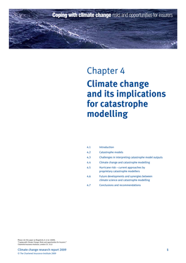 Chapter 4 Climate Change and Its Implications for Catastrophe Modelling