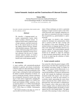 Latent Semantic Analysis and the Construction of Coherent Extracts