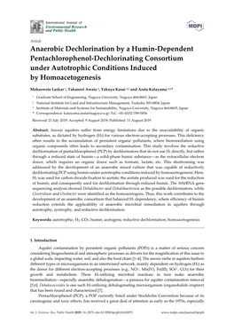 Anaerobic Dechlorination by a Humin-Dependent Pentachlorophenol-Dechlorinating Consortium Under Autotrophic Conditions Induced by Homoacetogenesis