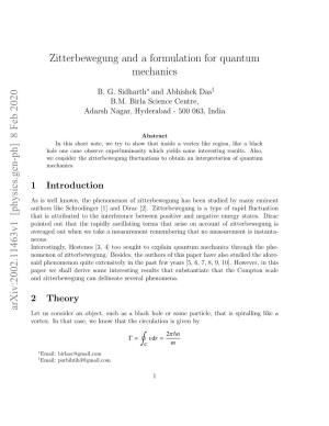 Zitterbewegung and a Formulation for Quantum Mechanics