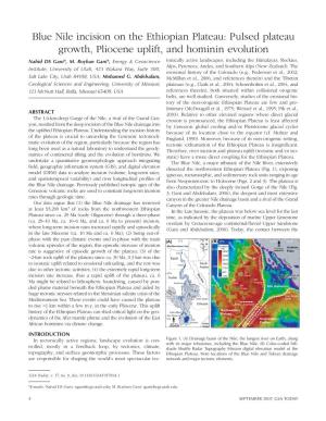 Blue Nile Incision on the Ethiopian Plateau: Pulsed Plateau Growth, Pliocene Uplift, and Hominin Evolution Nahid DS Gani*, M