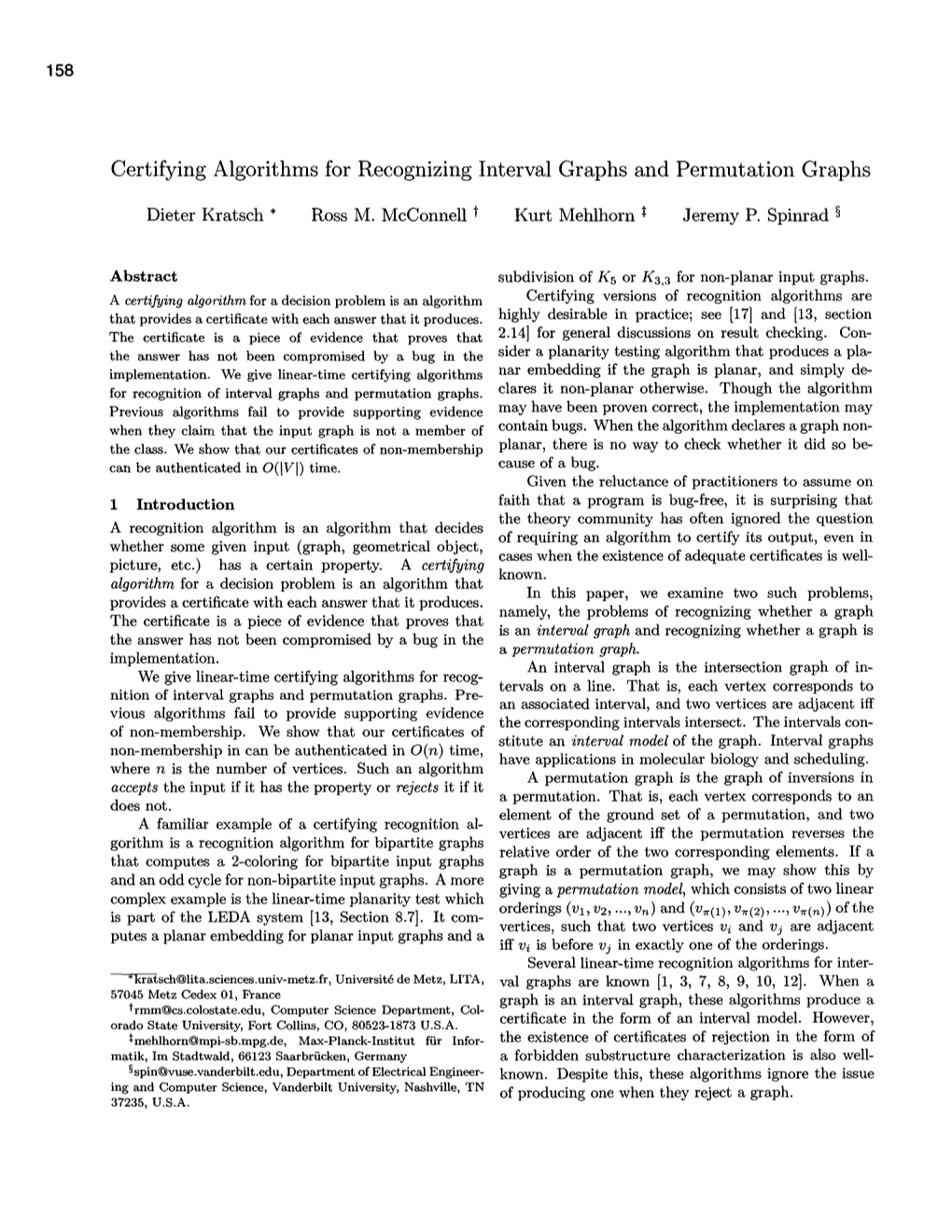 Certifying Algorithms for Recognizing Interval Graphs and Permutation Graphs