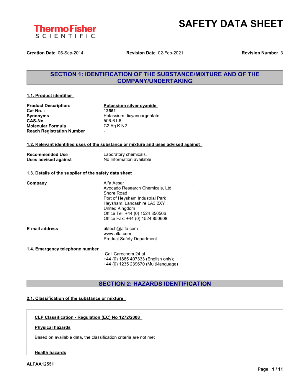 Safety Data Sheet