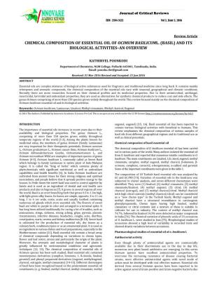 Chemical Composition of Essential Oil of Ocimum Basilicum L