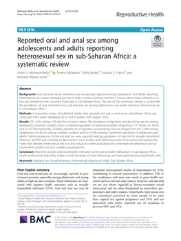 Reported Oral and Anal Sex Among Adolescents and Adults Reporting Heterosexual Sex in Sub-Saharan Africa: a Systematic Review Imran O