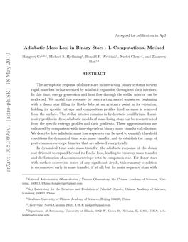 Adiabatic Mass Loss in Binary Stars-I. Computational Method