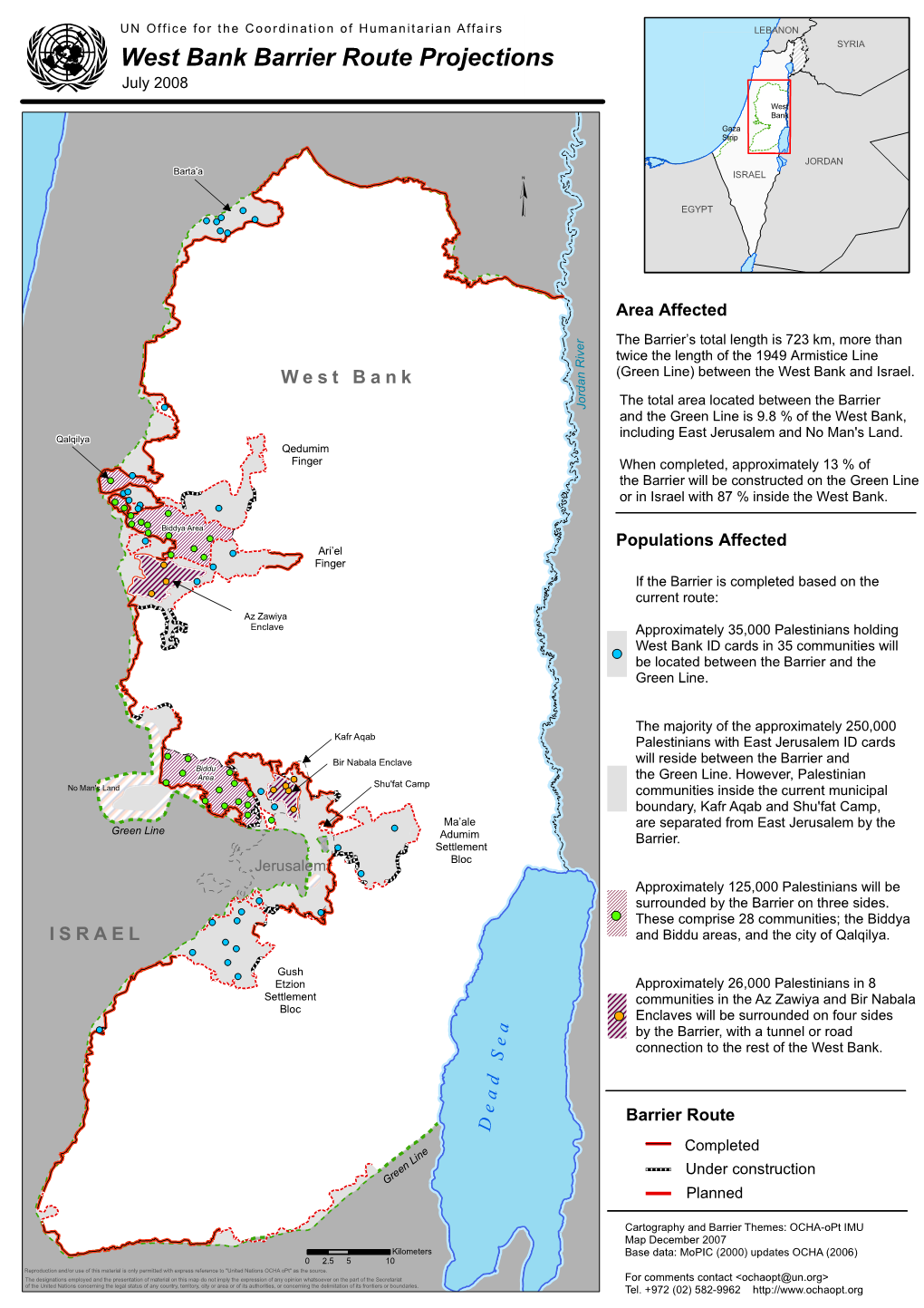 West Bank Barrier Route Projections July 2008