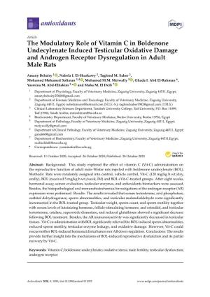 The Modulatory Role of Vitamin C in Boldenone Undecylenate Induced Testicular Oxidative Damage and Androgen Receptor Dysregulation in Adult Male Rats