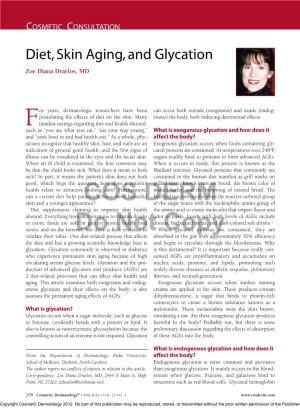 Diet, Skin Aging, and Glycation Zoe Diana Draelos, MD