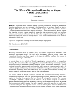 The Effects of Occupational Licensing on Wages: a State-Level Analysis