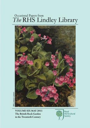 Occasional Papers from the RHS Lindley Library: May 2011