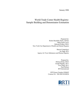 World Trade Center Health Registry: Sample Building and Denominator Estimation