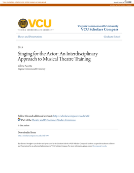 An Interdisciplinary Approach to Musical Theatre Training Valerie Accetta Virginia Commonwealth University