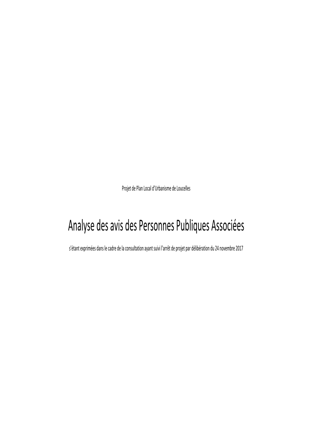 Analyse Des Avis Des Personnes Publiques Associées