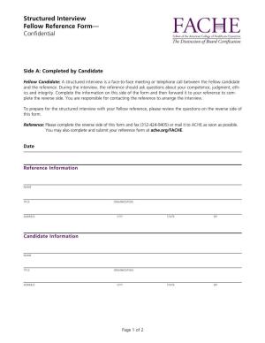 Structured Interview Fellow Reference Form—