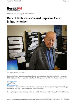 Robert Bibb Was Esteemed Superior Court Judge, Volunteer