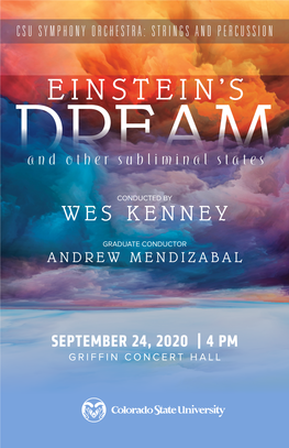 September 24, 2020 | 4 Pm Griffin Concert Hall School of Music, Theatre, and Dance Program