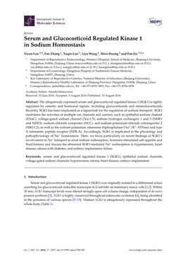 Serum and Glucocorticoid Regulated Kinase 1 in Sodium Homeostasis