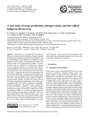 A Case Study of Ozone Production, Nitrogen Oxides, and the Radical Budget in Mexico City