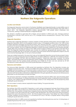 Northern Star Kalgoorlie Operations Fact Sheet