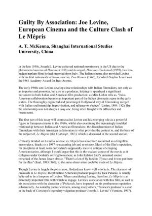 Joe Levine, European Cinema and the Culture Clash of Le Mépris A