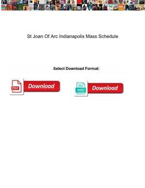 St Joan of Arc Indianapolis Mass Schedule