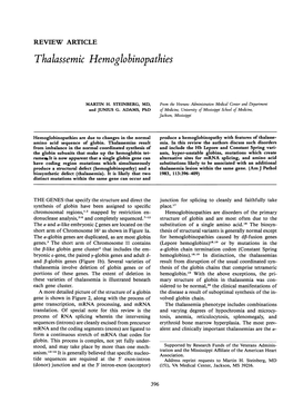 Thalassemic Hemoglobinopathies