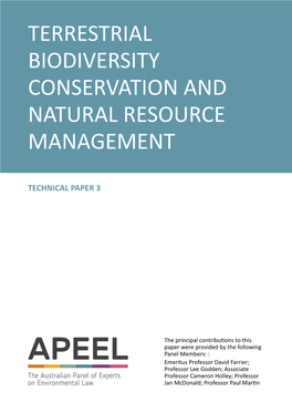 Terrestrial Biodiversity Conservation and Natural Resource Management