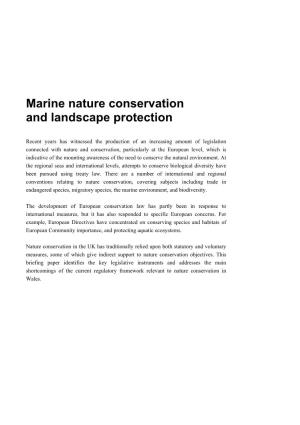 Marine Nature Conservation and Landscape Protection