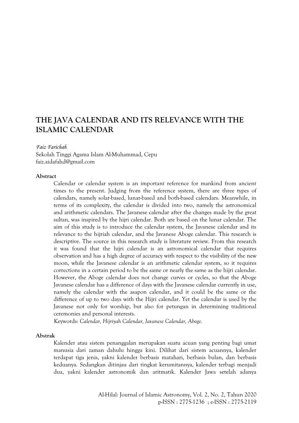 The Java Calendar and Its Relevance with the Islamic Calendar DocsLib