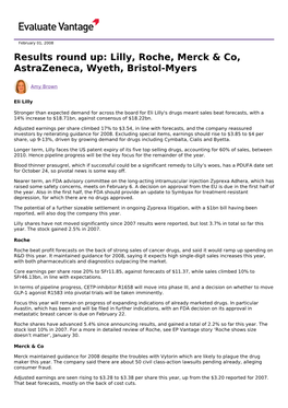 Lilly, Roche, Merck & Co, Astrazeneca, Wyeth, Bristol-Myers