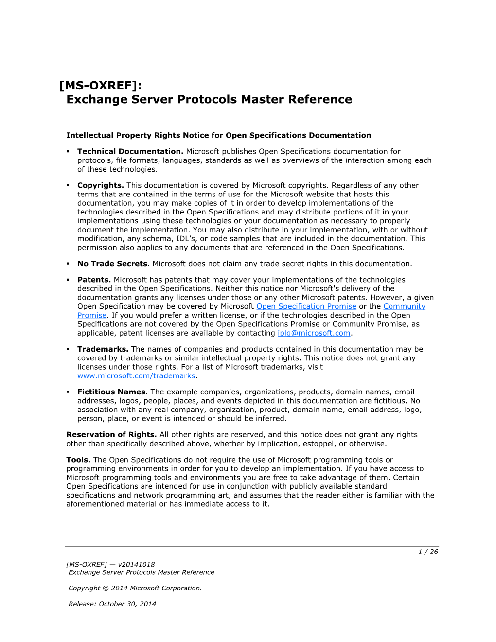 [MS-OXREF]: Exchange Server Protocols Master Reference