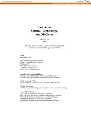 East Asian Science, Technology, and Medicine (EASTM - Universität Tübingen)