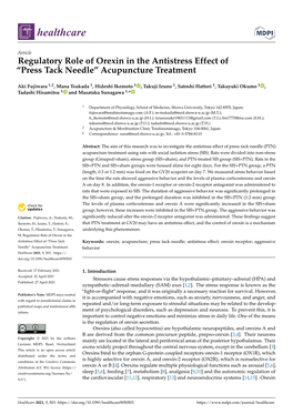 Regulatory Role of Orexin in the Antistress Effect of “Press Tack Needle” Acupuncture Treatment