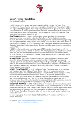 Desert Flower Foundation Founded by Waris Dirie