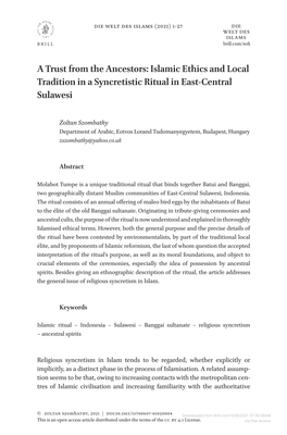 A Trust from the Ancestors: Islamic Ethics and Local Tradition in a Syncretistic Ritual in East-Central Sulawesi