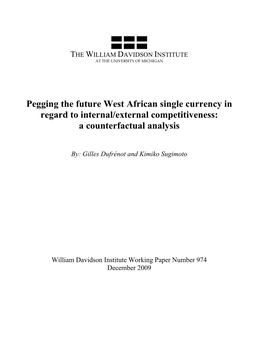 Pegging the Future West African Single Currency in Regard to Internal/External Competitiveness: a Counterfactual Analysis