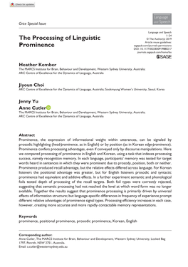 The Processing of Linguistic Prominence