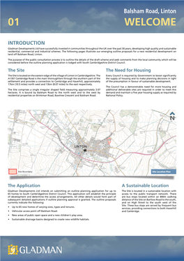 Balsham Road, Linton WELCOME 01 INTRODUCTION