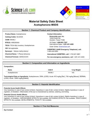 Material Safety Data Sheet Acetophenone MSDS