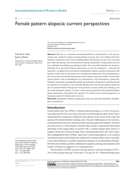 Female Pattern Alopecia: Current Perspectives