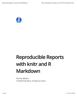 Reproducible Reports with Knitr and R Markdown
