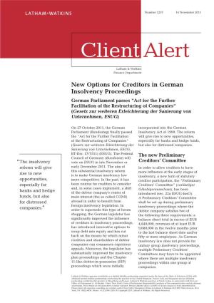 New Options for Creditors in German