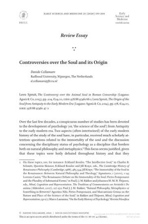 Review Essay Controversies Over the Soul and Its Origin